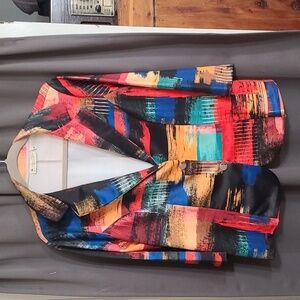 VTG Impulse California Womens Blazer Jacket Coloful Stretch Buttons Sz XL EUC